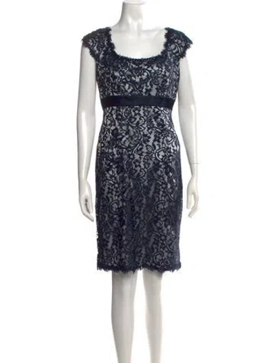 Pre-owned Tadashi Lace Pattern Knee-length Dress W/ Tags In Blue