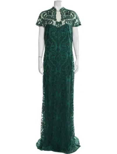 Pre-owned Tadashi Lace Pattern Long Dress W/ Tags In Green
