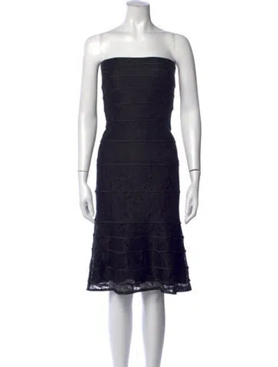 Pre-owned Tadashi Lace Pattern Midi Length Dress In Blue