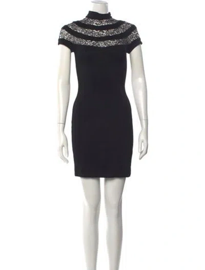 Pre-owned Tadashi Lace Pattern Mini Dress In Black