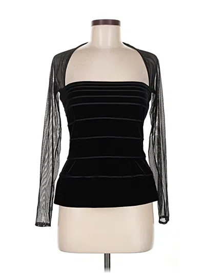 Pre-owned Tadashi Long Sleeve Top Black Strapless Neckline Tops