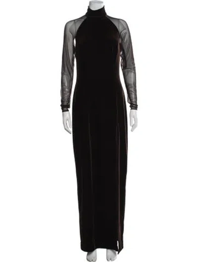 Pre-owned Tadashi Mock Neck Long Dress In Black