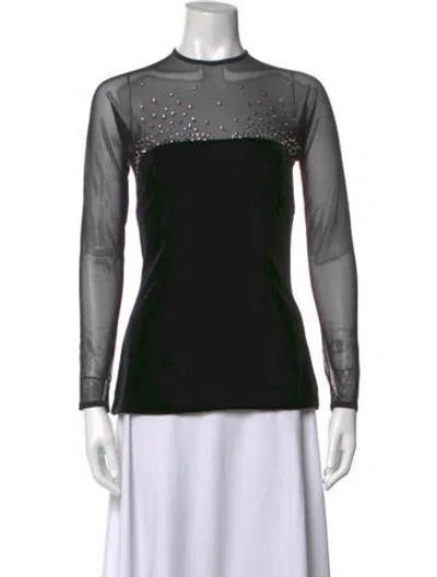 Pre-owned Tadashi Mock Neck Long Sleeve Top In Black