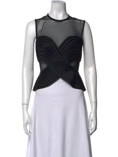 Pre-owned Tadashi Mock Neck Sleeveless Top In Black