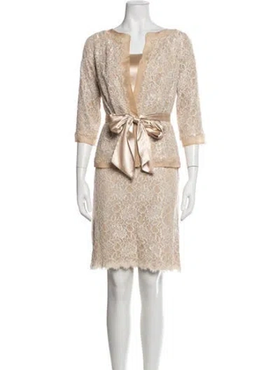 Pre-owned Tadashi Nylon Lace Pattern Skirt Set In Neutrals