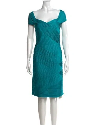 Pre-owned Tadashi Off-the-shoulder Knee-length Dress In Blue
