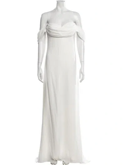 Pre-owned Tadashi Off-the-shoulder Long Dress In White