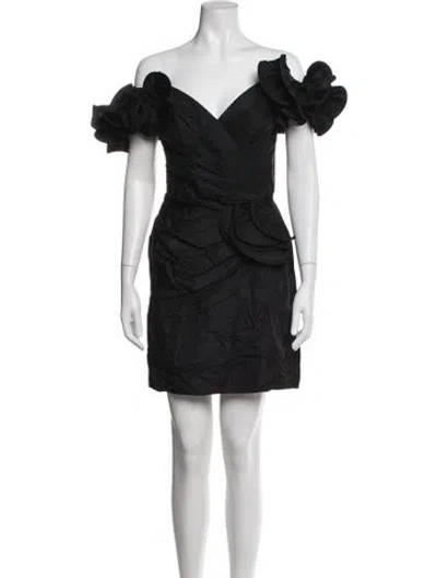 Pre-owned Tadashi Off-the-shoulder Mini Dress In Black