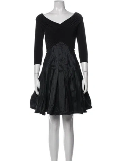 Pre-owned Tadashi Off-the-shoulder Mini Dress In Black