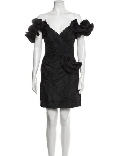 Pre-owned Tadashi Off-the-shoulder Mini Dress In Black
