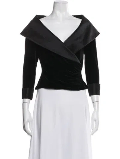 Pre-owned Tadashi Off-the-shoulder Three-quarter Sleeve Blouse In Black