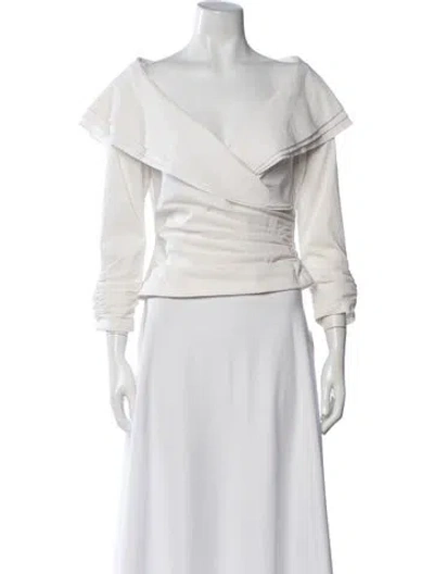 Pre-owned Tadashi Off-the-shoulder Three-quarter Sleeve Top In White