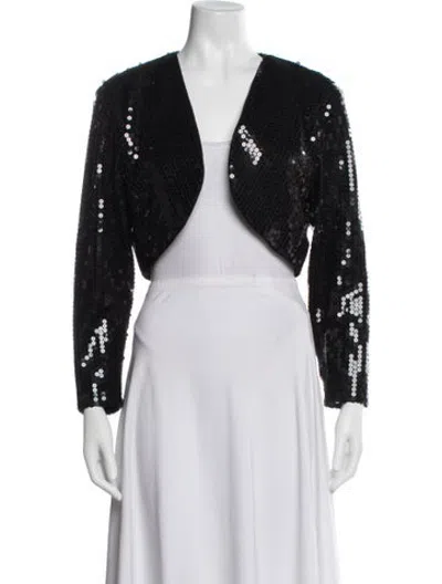 Pre-owned Tadashi Patterned Bolero In Black