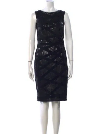 Pre-owned Tadashi Patterned Knee-length Dress In Black