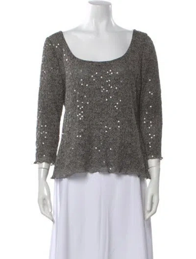 Pre-owned Tadashi Patterned Scoop Neck Top In Gray