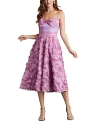 Tadashi Shoji Sleeveless Rosette Sweetheart Midi Dress In Water Lily