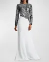 TADASHI SHOJI A-LINE SEQUIN LACE & CREPE GOWN