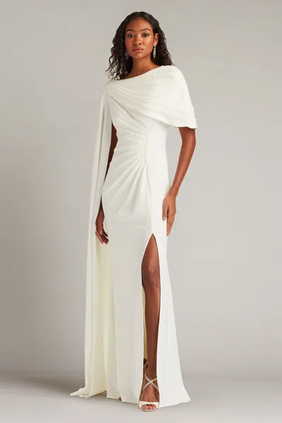 Tadashi Shoji Acadia Shawl Draped Gown In Yellow