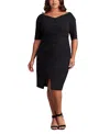 Tadashi Shoji Adi Textured Crepe Dress - Plus Size In Black