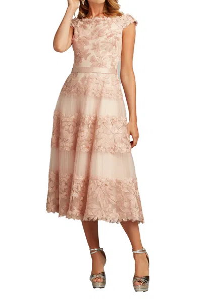 Tadashi Shoji Adriane Floral Embroidered Tea-length Dress
