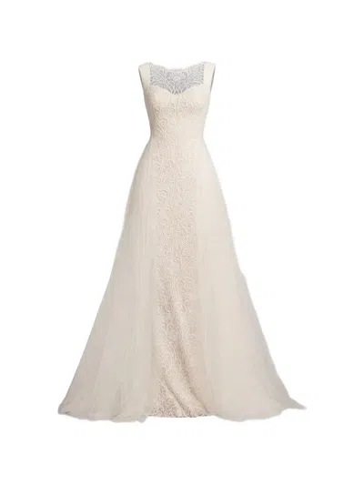Tadashi Shoji Alamo Dot Embroidered Bridal Gown In Neutral