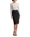 Tadashi Shoji Two-tone Corded Lace Dress In Black/ivory