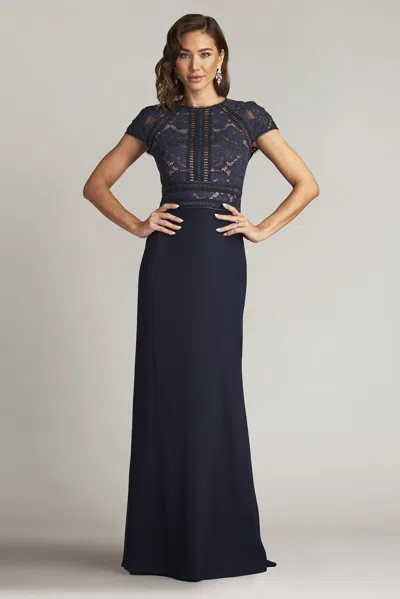 TADASHI SHOJI ALG17705LXZ FITTED LONG FLORAL LACE FORMAL EVENING DRESS