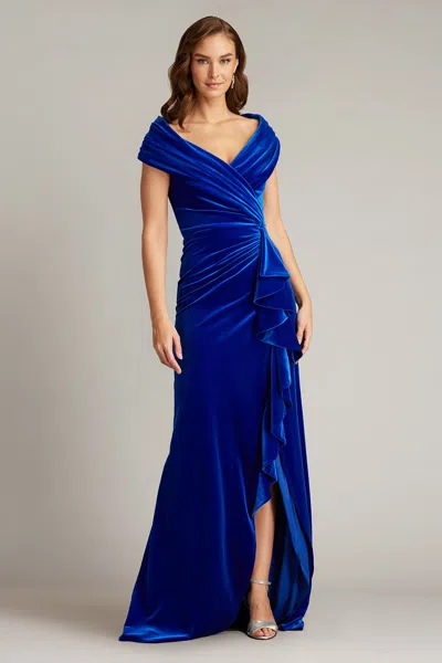 TADASHI SHOJI ALVAREZ VELVET WATERFALL DRAPE GOWN
