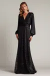Tadashi Shoji Amalia Sequin Embroidered Gown In Black