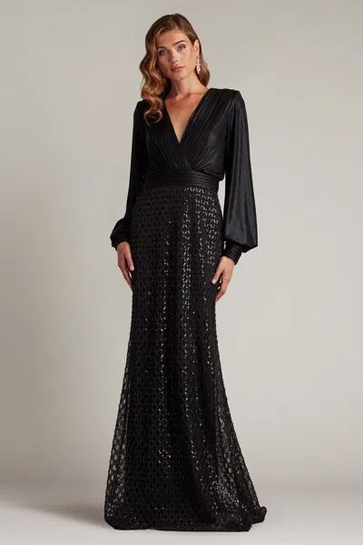 Tadashi Shoji Amalia Sequin Embroidered Gown In Black