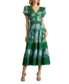 Tadashi Shoji Floral Print Chiffon Short Sleeve Dress