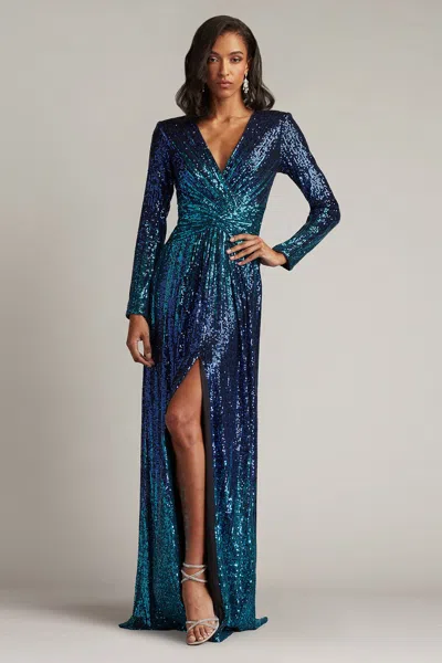 Tadashi Shoji Ansel Sequin Gown In Blue