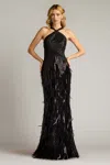 Tadashi Shoji Ares Sequin Fringe Halter Gown In Black
