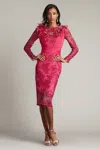 Tadashi Shoji Pleated Floral-embroidered Illusion Midi Dress In Multi
