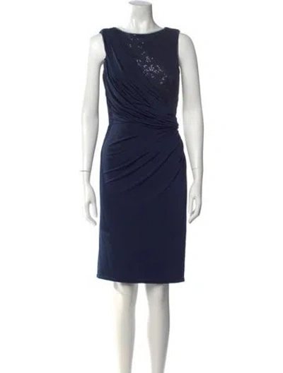 Pre-owned Tadashi Shoji Asymmetrical Knee-length Dress W/ Tags In Blue