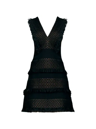 Tadashi Shoji Axl Fringe Mini Dress In Blue