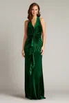 Tadashi Shoji Bal23433l Velvet Long Formal Evening Dress In Green