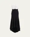 Tadashi Shoji 3d Floral Applique-bodice Gown In Ivory/black