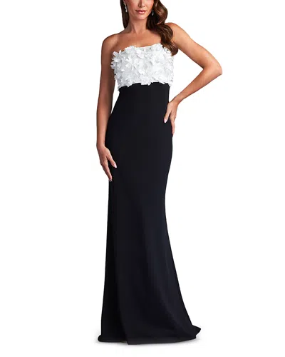 Tadashi Shoji Baldwin Floral Appliqued Gown In Black