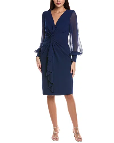 Tadashi Shoji Balloon Sleeve Midi Dress In Blue