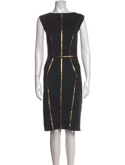 Pre-owned Tadashi Shoji Bateau Neckline Knee-length Dress In Black