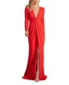 Tadashi Shoji Bos21138l Long Formal Slit Evening Dress In Red