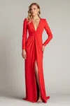 Tadashi Shoji Bos21138l Long Formal Slit Evening Dress In Red