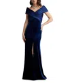 Tadashi Shoji Baxter Portrait Collar Gown In Navy