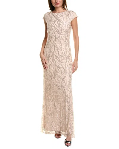 Robe D'été En Soie 100% - Tadashi Shoji - Taille 6 - Beige Clair/crème - Dos Nu Sans Manches