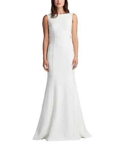 Tadashi Shoji Beckwith Rosette Low Back Gown In Ivory