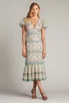 Tadashi Shoji Belle Sequin Lace Panel Midi Dress In Green