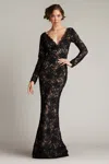 Tadashi Shoji Beloit Ribbon Embroidered Gown In Black