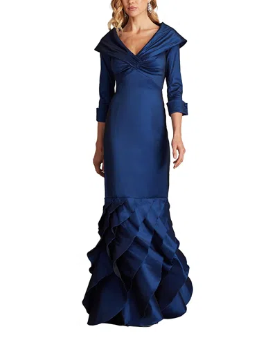 Tadashi Shoji Blythe Portrait Collar Gown In Blue