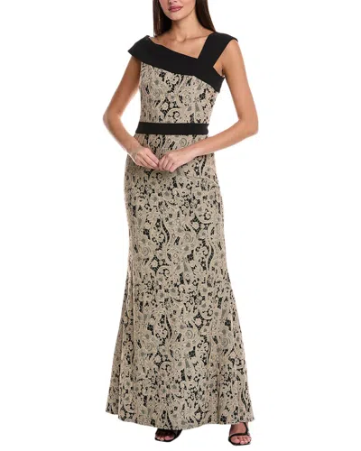 Tadashi Shoji Bonded Lace Gown In Black